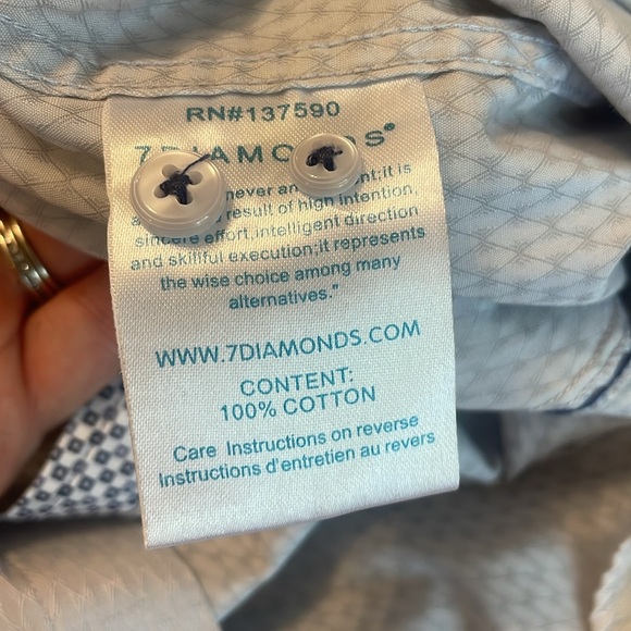 7 Diamond Men’s White Grey Western Detailed Long Sleeve Button Down Size Large - Picture 11 of 12